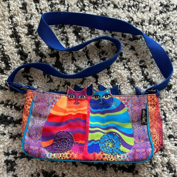 Laurel Burch Cat Rainbow Felines Cutout Crossbody Tote New without tag - Picture 1 of 8